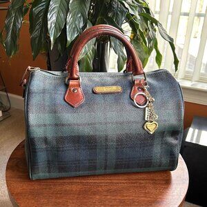 POLO RALPH LAUREN Tartan Plaid Boston Bag Forest Green Navy  👜